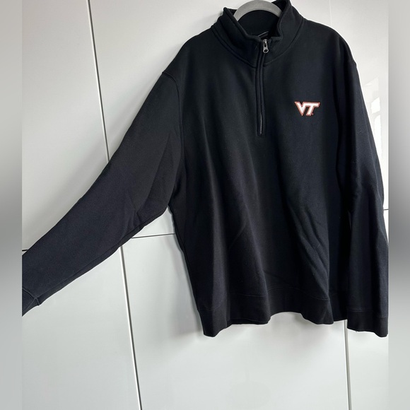 Virginia Tech 1/4 Zip Black Size XXL Sweatshirt Embroidered Logo Hokie VT - Picture 2 of 6